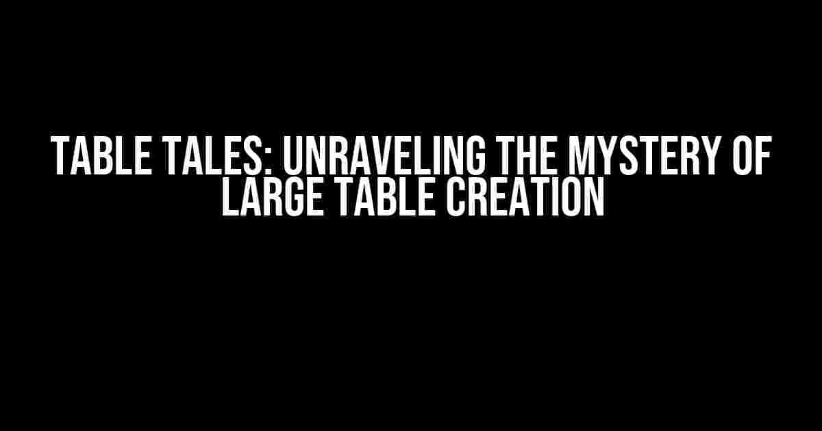 Table Tales: Unraveling the Mystery of Large Table Creation